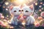 Placeholder: Cute chibi anime cat couple in love, flowers in sunshine, heart and love, watercolor and black ink outlines, ethereal, cinematic postprocessing, bokeh, dof Weight:1 detailed matte painting, deep color, fantastical, intricate detail, splash screen, complementary colors, fantasy concept art, 8k resolution trending on Artstation Unreal Engine 5 Weight:0.9