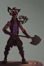 Placeholder: goblin holding an axe in a city in a steampunk style