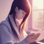 Placeholder: Anime, female student studying under window, studying lesson, perfect face, cool face, ultra detail, unreal engine 5, cinema4d, sun light, studio lighting --ar 1:1 --v 4