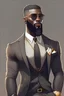 Placeholder: A man you may have in mind could be tall with a sturdy body structure and well-defined muscles, and he may have dark skin. He could have short hair and a thick beard, with sharp and attractive facial features. It's possible that he wears formal clothes and decorates them with accessories like watches and sunglasses