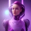 Placeholder: Cute girl, Sci-fi character, purple backlight, pink and purple, scifi suit, profile, purple background, pink lighting, futuristic