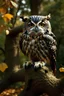 Placeholder: An owl sitting on a bunch of a oak tree