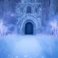 Placeholder: ethereal winter flowers, carved ice door at the end of ice steps, magical atmosphere, Beardsley, Unreal render, midjourney v4, cinematic blue