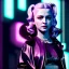 Placeholder: Actress, young madonna, blonde replicant woman, blade runner style, rain, fog, neon ambient, gradient color, clean skin, circuits, latex coat, cyber punk, neon, tubes, portrait, studio photo, unreal engine 5, smooth color, 16 bit, god lights, ray tracing, RTX, lumen lighting, ultra deatail, volumetric lighting, 3d, finely drawn, hd.