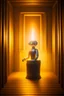 Placeholder: cute chat robot sitting on throne in the narrow walled sauna, its such a perfect day i am glad i spent it with you, motion blur, smoke, 4k, downlight, soft light, depth of field, photorealism, trending on art station