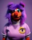 Placeholder: Portrait, waitress woman with monster muppet mask that covers her entire head, retro style, Sesame Street style, purple, smooth, unreal engine 5, god lights, ray tracing, RTX, lumen lighting, ultra detail, volumetric lighting, 3d.