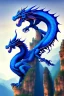 Placeholder: fantasy oriental blue dragon on top of Zhangjiajie