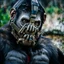 Placeholder: Nature photography, Cyborg Ape, breathing device, gas mask, respirator Christopher Nolan, Dystopian, Extreme depth of field, bokeh blur, Alberta, all-natural, in the style of candid, imperfection, natural lighting, Fuji Film, Anamorphic lens