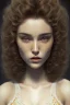 Placeholder: 1970's porno model , cute, big droopy eyes, angelic face with minor blemishes, beautiful, long orange flowing hair, wavy hair, curly hair، black eyes, head and shoulders portrait, cinematic, misty atmosphere, 8k, resolution concept art portrait by Greg Rutkowski, Artgerm, WLOP, Alphonse Mucha dynamic lighting hyperdetailed intricately detailed, bokeh, Stunning 8k ektar film scan