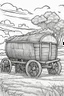 Placeholder: coloring page, hay wagon, cartoon style, thick lines, low detail, no shading