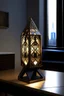 Placeholder: gaming table lamp inspired by dubai tower buliding architecture modern stlye. geometric form