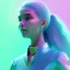 Placeholder: A portrait of a crystalised girl,smiling, longs hairs, atmospheric, realistic,, cinematic lighting, octane render,, pink turquoise light