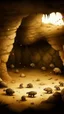 Placeholder: A tan cavern with moles designed in cave paintings