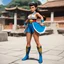 Placeholder: (1960’s stop-motion animation style of las reinas del combate en el suelo in Mexico) Street Fighter: Chinese CHUN-LI character Mexican leotard costume Está en la villa del gobernador