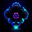 Placeholder: Create neon black flower pansy and blue background