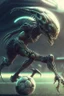 Placeholder: Alien playing soccer ,highly detailed, artstation, sharp focus,4k