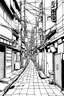 Placeholder: Tokyo alley, line arts, no people