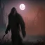 Placeholder: hyper realistic haunting bigfoot beast under the Bloodborne moonlight