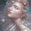 Placeholder: fantasy magic, intricate, sharp focus, illustration, highly detailed, digital painting, concept art, artgerm and paul lewin and kehinde wiley, masterpiece sexy lips with smile Asian lady body flowers head silver bright rain lady outer space pretty, pink blue