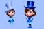 Placeholder: portrait of BUNNY wearing a TOP HAT, big blue eyes, grey background, cute, 8k resolution, detailed, chibi