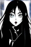 Placeholder: A brunette goth girl, in the style of Tite Kubo's Bleach