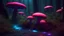 Placeholder: A realistic strange neon lanscape, realistic, 4k resolution, detailled, realistic shaders, neon mushrooms, mushrooms particles, forests, strange neon plants, realistic, detailled.