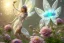 Placeholder: one big crystal subtle flower in a galactic ambiance, transparent petals, delicate colors, in the foreground, with a very little beautiful fairy, full of details, smooth, bright sunshine，soft light atmosphere, light effect，vaporwave colorful, concept art, smooth, extremely sharp detail, finely tuned detail, ultra high definition, 8 k, unreal engine 5, ultra sharp focus