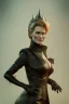 Placeholder: Robin Wright as evil queen in black leather, busty, cleavage, curvy, Claire Underwood, angry, stern look. character design by cory loftis, fenghua zhong, ryohei hase, ismail inceoglu and ruan jia. unreal engine 5, artistic lighting, highly detailed, photorealistic, fantasy