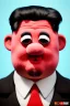 Placeholder: Waist up muppet Portrait, Kim Jong-un muppet doll, black suit, photo studio, red background, unreal engine 5, concept art, art station, god lights, ray tracing, RTX, lumen lighting, ultra detail, volumetric lighting, 3d.