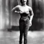 Placeholder: Ziegfeld girl on jeans walking side