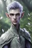 Placeholder: male, teen, dnd changeling, grey skin, white iris, realistic, nature, playful