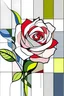 Placeholder: rose on white background style of mondriaan