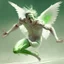 Placeholder: angel hombre caido enojado volando a gran velocidad hacia arriba con piel verde palido y