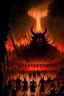 Placeholder: A picture of hell with hellish people in torment Sauron, the lord of darkness, with the devil and his army, in the land of destruction