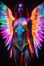 Placeholder: Beautiful Angel with body painting neons glowing light in the dark and colorful details