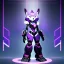 Placeholder: a fox fursona, darker colors, master quality, backlighting, soft lights, full body portrait, in frame, 8k, furry, fur, black and purple color pallet, robotic enhancements, cyberpunk, anthropomorphic