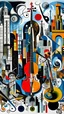 Placeholder: A metropolis made out of jazz instruments painted by Pablo Picasso