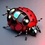 Placeholder: Blueprint Mechanical Ladybug with black and red spots , iridescent , Detailed, construction,