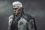 Placeholder: A white masculine human with white hair. A Lot of Battle Scars. Full body. Dark Military clothes. HD