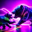 Placeholder: brightly coloured 3D infinity symbol ∞, bull on right beating a bear on left in a fight, DSLR with a 80mm lens, set to f/16 and a slow shutter speed of 1/15s, striking, neon, vibrant, chiaroscuro, dramatic, captivating, high-tech, powerful, fantasy, beautiful, octane render, 16k post-production, artstation: award-winning: atmospheric: commanding: fantastical: clarity: ultra quality: striking: brilliance: stunning colors: amazing depth; lens: f/11, 35mm