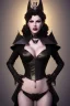 Placeholder: Lana Turner as evil queen in black leather, leather, busty, cleavage, angry, stern look. character design by cory loftis, fenghua zhong, ryohei hase, ismail inceoglu and ruan jia. unreal engine 5, artistic lighting, highly detailed, photorealistic, fantasy