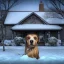 Placeholder: portrait of sad, scared, lonely dog tied with a leash in front of house, winter, 8k resolution, high-quality, fine-detail, intricate, digital art, detailed matte, volumetric lighting, illustration, 3D octane render, brian froud, howard lyon, selina french, anna dittmann, annie stokes, lisa parker, greg rutowski