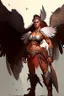 Placeholder: female barbarian dnd character with large wings