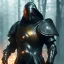 Placeholder: Epic Character design, strong Male void soldier wearing metal armor silver/black/dark gold, mist, photorealistic, octane render, unreal engine 5 style, ultra detailed, volumetric lighting, Organic Horror