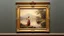 Placeholder: a classic painting on a musiume wall showing a lady standing next a river in coutry side with a luxury frame