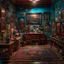 Placeholder: Diorama of old stuff in a room, sharp focus, 8k, 3d, very detailed, volumetric light, grim, fine art, very colorful, ornate, creepy paintings on the wall, 35mm, F/2.8, insanely detailed and intricate, hypermaximalist, super detailed, decadent