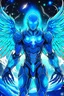 Placeholder: handsome blue, cosmic traveler man, cosmic uniform, wings,