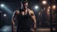 Placeholder: Hyper Realistic handsome muscular man in black-tank-top giving HOT POSSES in a dark gymat night showing dramatic & cinematic ambiance