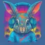 Placeholder: centered, isometric, vector t-shirt art ready to print highly detailed colourful graffiti illustration of baby bunny, wearing headphones, face is highly detailed, vibrant color, high detail