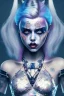 Placeholder: face Danish Singer MØ harley quinn cyberpunk, blue tones, high lighting